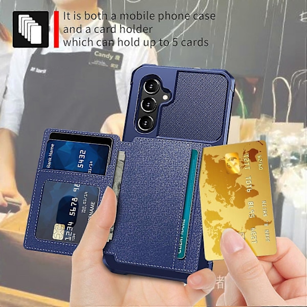 ZM03 Samsung Galaxy A34 5G -puhelin kotelo, jossa jalusta, PU-nahkapäällysteinen TPU-kuori ja korttipidike Multicolor Style D