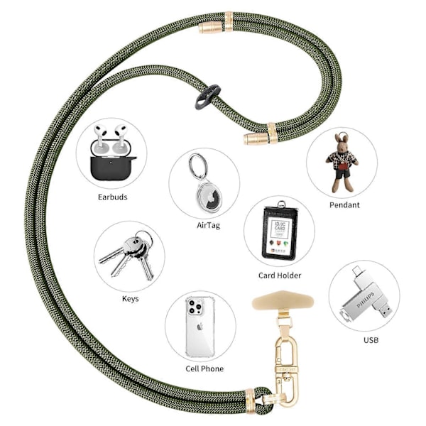 LEEU DESIGN 120cm Smartphone Skulderstropp med Metallfeste, Justerbar Mobiltelefon Lanyard Multicolor Style D