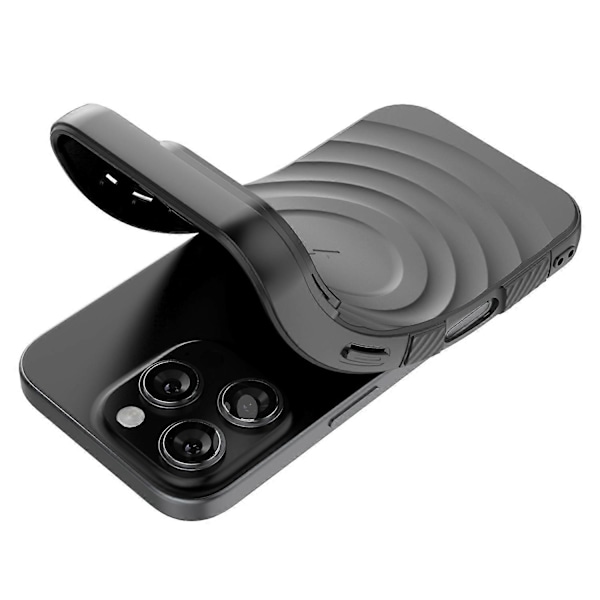 Skal för iPhone 16 Pro Max PC Ställ Vågmönster TPU Mobilskal Kompatibelt med MagSafe-Grå Multicolor Blue