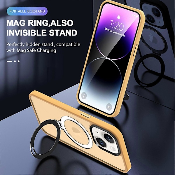 För iPhone 13/14 6.1 tum Kompatibelt med MagSafe Mobilskal PC+TPU Ring Ställ Skyddande Fodral Multicolor Style B