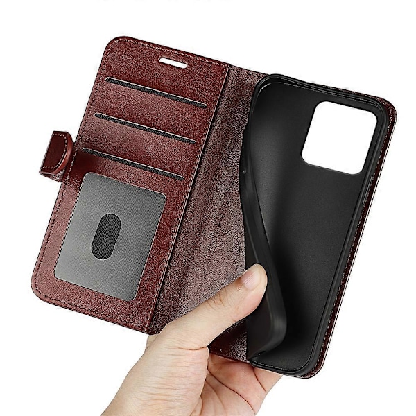 PU Læder Stand Telefon Cover Wallet Folio Flip Cover til iPhone 15 Plus Multicolor Style D