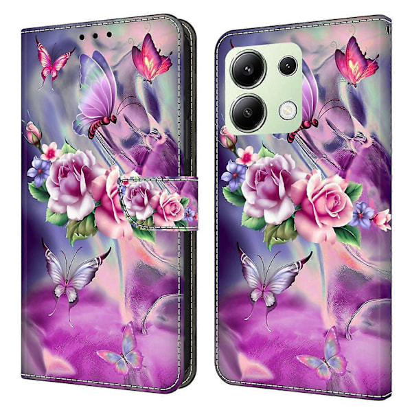 Xiaomi Redmi Note 13 4G Lompakkokotelo Puhelimelle, Pudotussuoja, 3D-kuvioitu Nahkainen Käännettävä Suojakotelo Multicolor Style F