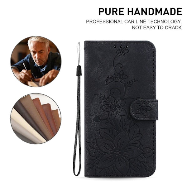Til Motorola Edge 40 5G Præget Lily Blomst Telefon Cover PU Læder Cover med Stativpung Multicolor Style A