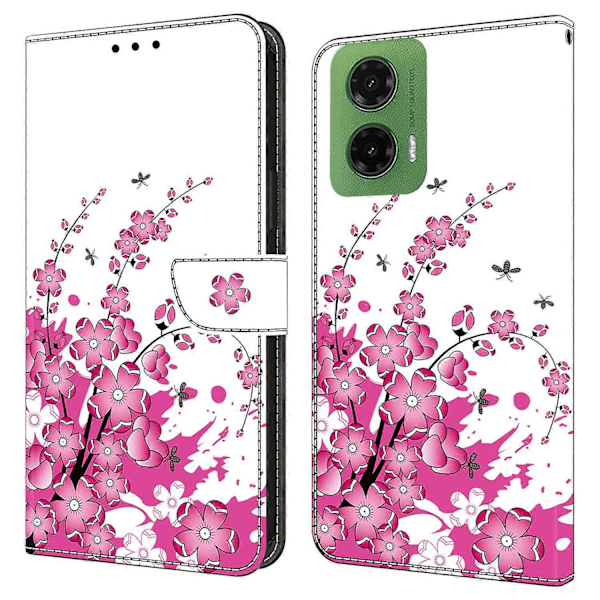 Til Motorola Moto G35 5G Etui PU Læder Wallet Telefon Cover med Støttefod Multicolor Flower Vine