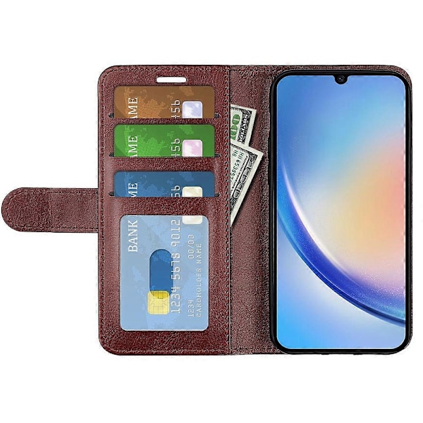 För Samsung Galaxy A24 4G (162.1 x 77.6 x 8.3mm) PU Läder Plånbok Flip Fodral Ställ Mobilskal Multicolor Style D