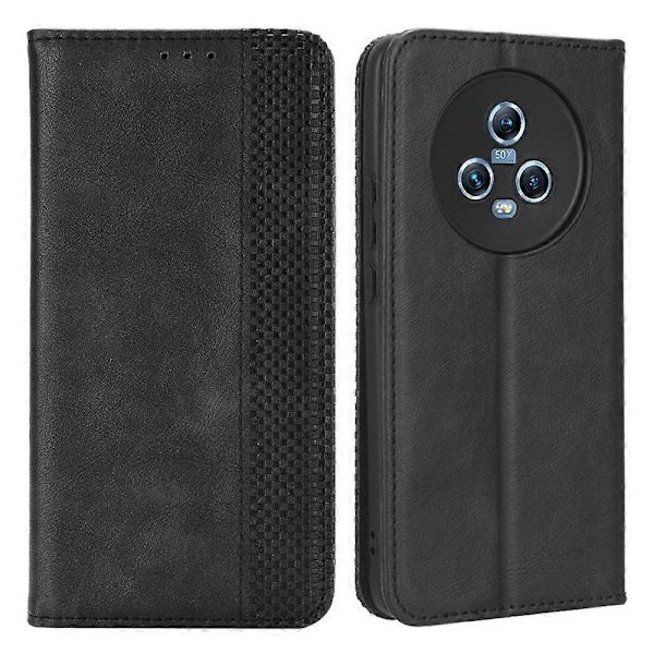 Til Honor Magic5 5G Retro PU Læder Magnetisk Lukning Telefon Cover Foldbart Stativ Pung Cover
