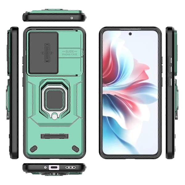 Til Oppo Reno11 F 5G Cover Ring Støtteben PC+TPU Bagside med Skyde Kamera Dækning Multicolor Style D