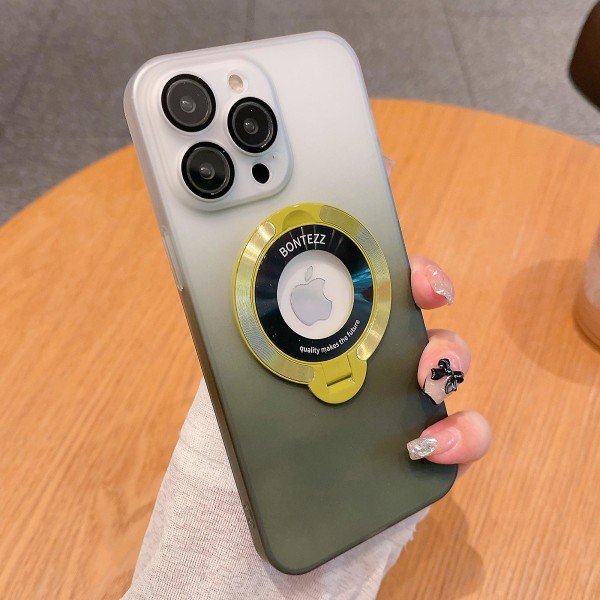 Støtteben PC-deksel for iPhone 14 Pro Max, Gradientfarget telefondeksel kompatibelt med MagSafe Gradient Green