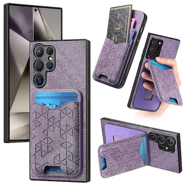 Til Samsung Galaxy S24 Ultra Etui Præget Mønster Kortholder Støtteben Læder Bagcover Multicolor Style B