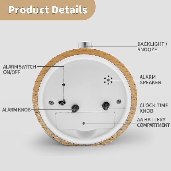 Alarm C Uden Tik, Abovec Alarm C Med Snooze, Natbords C Med , Retro