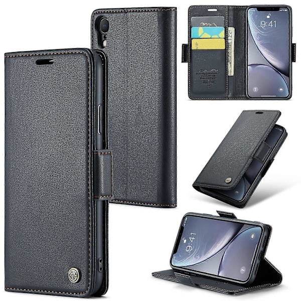 CASEME 023 Serie Til iPhone XR 6.1 tommer Læder Wallet Flip Stand Case RFID Blokerende Telefon Cover