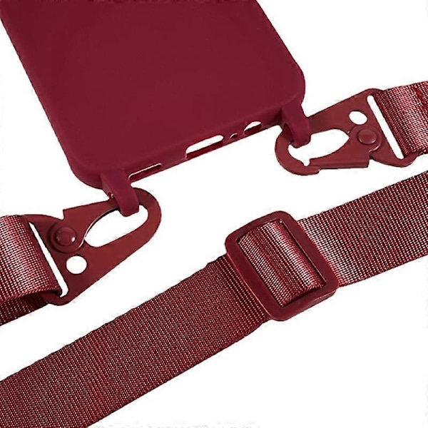 Matt TPU-skal med lång snodd för Samsung Galaxy A05s 4G Multicolor Wine Red