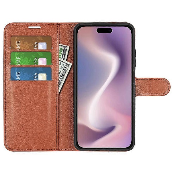 Lædercover til iPhone 16 Pro Max Wallet Case med Litchi-tekstur Multicolor Style I