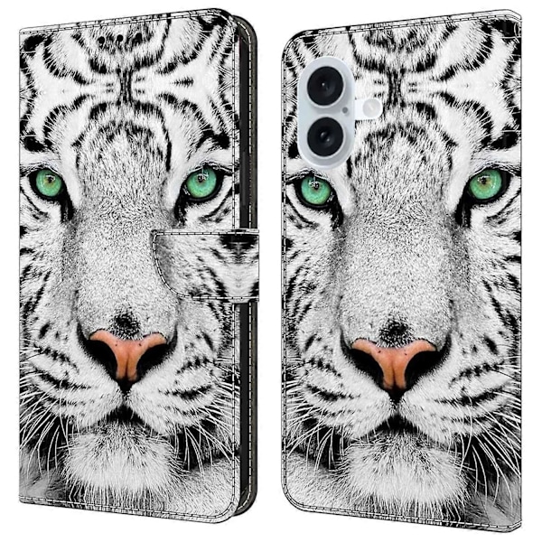 Skal för iPhone 16 Mönstertryckt Skyddande Fodral TPU+PU Läder Flip Telefonfodral Multicolor Style D