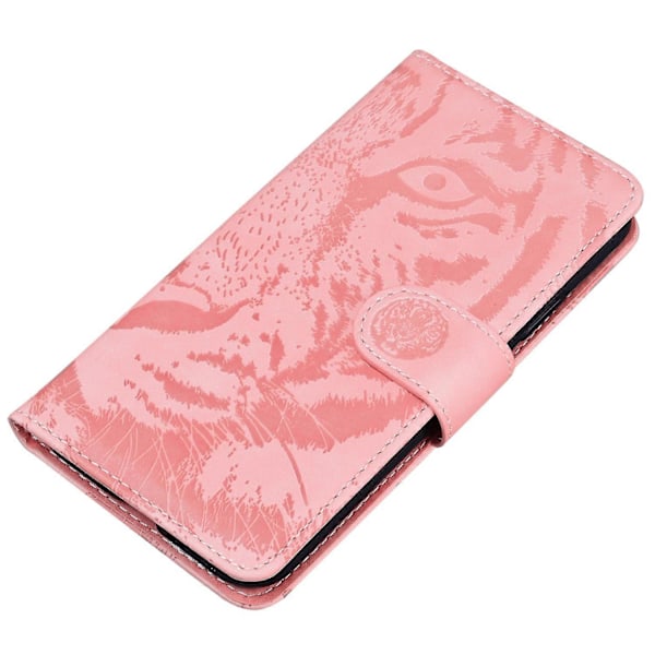 För Nokia C12 4G/C12 Pro/C12 Plus Tiger Präglat PU Läderfodral Anti-fall Plånboksfodral Ställ Multicolor Style E