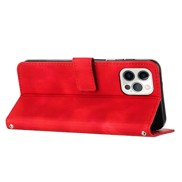 Wallet Telefon Cover til iPhone 14 Pro Max, Trekant Præget Læder Stand Case Multicolor Style B