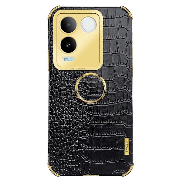 Til vivo S17e 5G Krokodille Tekstur Telefon Cover 6D Elektropletteret Støtteben PU Læder+TPU Cover Multicolor Style A