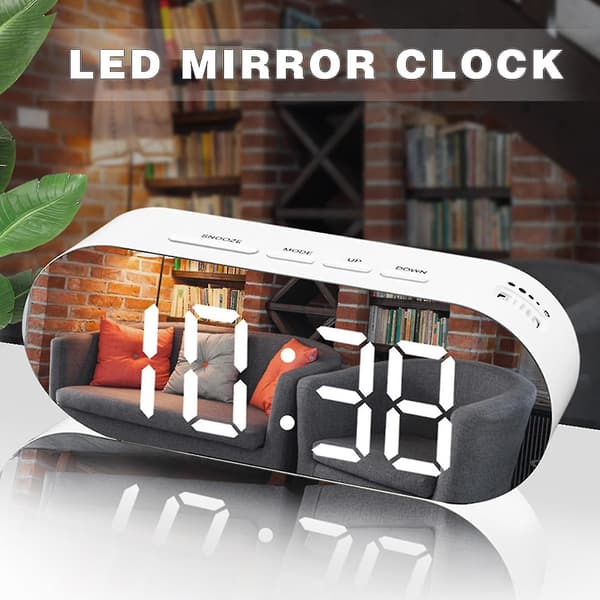 Led Oval Clock Plug-in Dual USB Sminkspegel Väckarklocka Skrivbordsklocka Julklocka