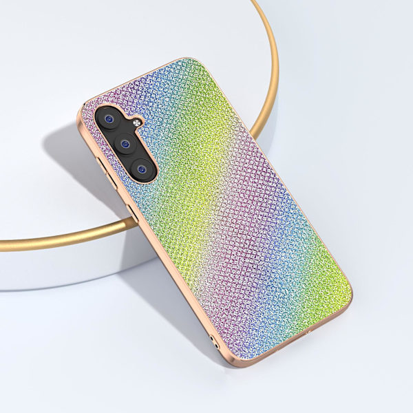 Samsung Galaxy S23 Fe -puhelin kotelo strassikoristeella, galvanoidulla nahkapäällysteisellä TPU+PC-kuorella Multi-color