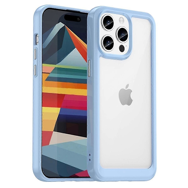 För iPhone 15 Pro TPU+Akryl Stöttåligt Mobiltelefon Baksida Skal Transparent Skyddsfodral Multicolor Style D