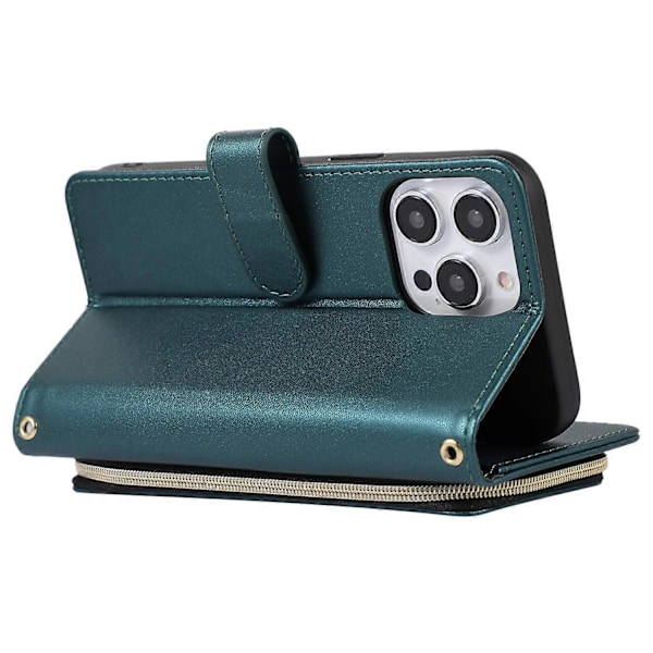 Plånboksfodral för iPhone 14 Pro Max Folio PU Läder Ställ Rombmönstrat Telefonskal med Handrem Multicolor Style B