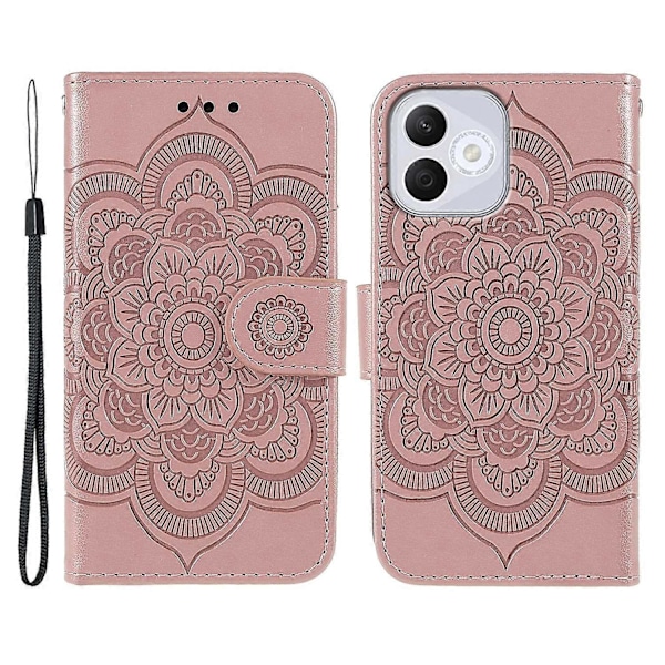 För Honor 400 Lite Fodral PU Läder Mandala Präglad Design Plånbok Telefonfodral Multicolor Rose Gold