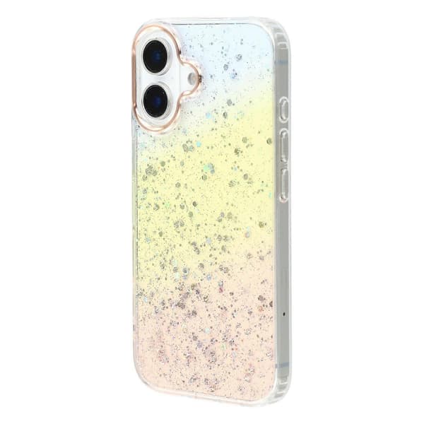 IMD Bling Glitter PC+TPU Beskyttelsesdeksel til iPhone 16 Plus Multicolor Gold