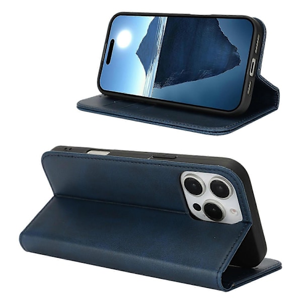 PU læder kalveskinds tekstur magnetisk lukning smartphone cover til iPhone 16 Pro Max Multicolor Style B