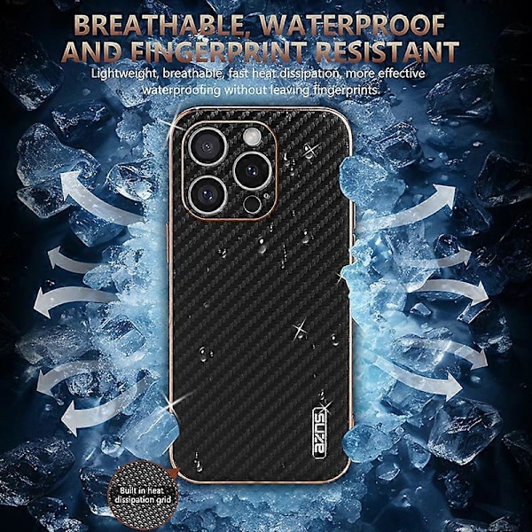 AZNS iPhone 16 Pro Max -kotelo, galvanointi, hiilikuitukuvio, PU+TPU-puhelinkuori Multicolor Style B