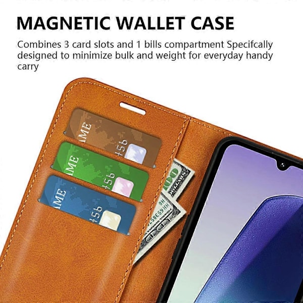 Ställfodral för Xiaomi Poco C75 4G/Redmi 14R 5G/14C 4G, reptåligt telefonfodral i kalvtexturerat läder Multicolor Style A