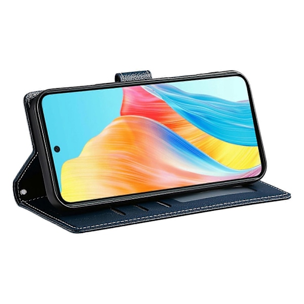 Til Realme 14 5G Stand Case Litchi Tekstur Læder Wallet Telefon Cover Magnetisk Lukning Multicolor Dark Blue