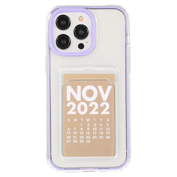 För iPhone 14 Pro 6.1 tum Transparent Baksida Fodral Kortplats Funktion Mjukt TPU Telefonskal