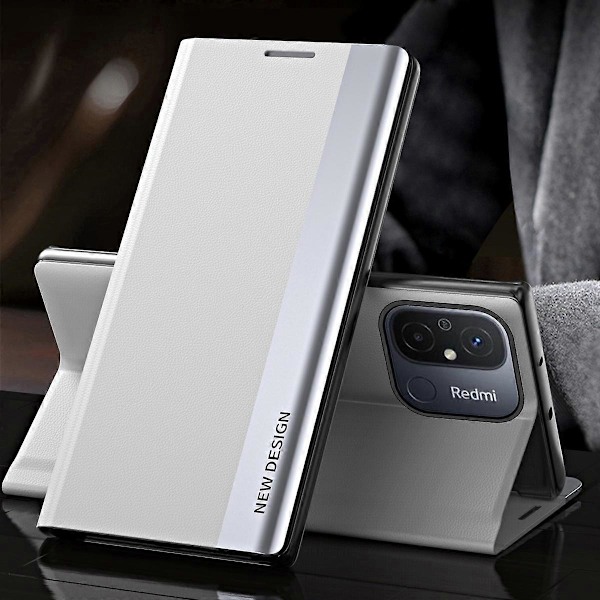 För Xiaomi Redmi 12C 4G PU Läder Flip Ställ Telefonfodral Elektroplätering Stöttåligt Skal Multicolor Style C