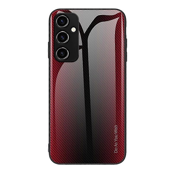 För Samsung Galaxy A34 5G Mobilskal Kolfibertextur TPU+Härdat Glas Mobilskal Multicolor Style C
