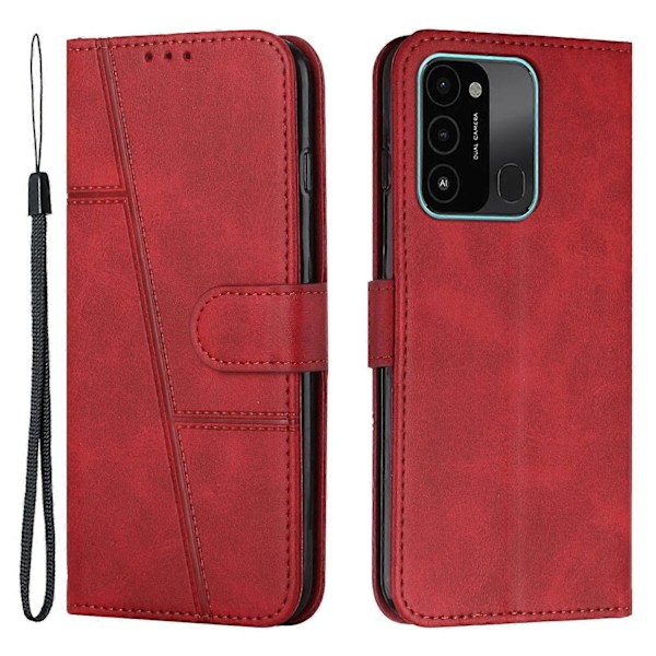 PU Lær Telefondeksel For TECNO Spark Go 2022/Spark 8C 4G, Stå Flip Telefon Lommebok Etui med Stropp Multicolor Style E