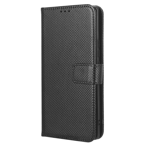 For Honor 80 5g Diamond Texture Pu Läder Phone case Vikbart stativ Magnetlås Cover Black