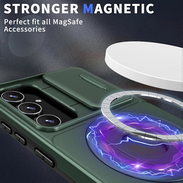 Skal för Samsung Galaxy A54 5G med Skjutbart Kameraskydd Magnetiskt Fodral Multicolor Blackish Green