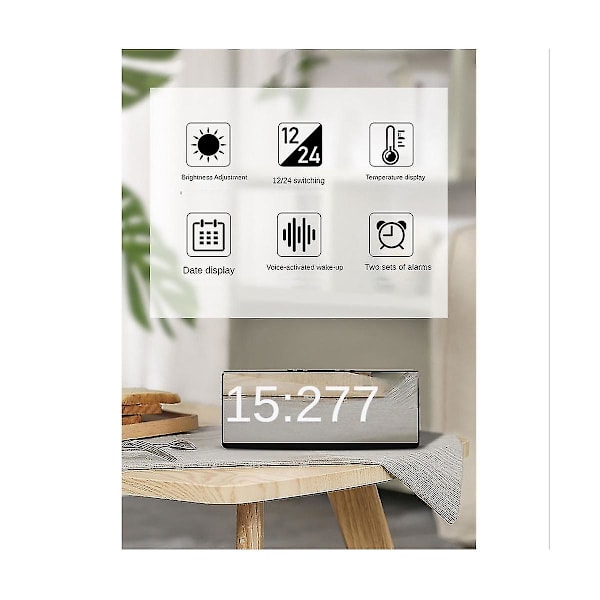 Digital temperatur Dubbelt larm Snooze Bordsbord C-läge 12/24h(re