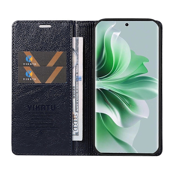 YIKATU YK-006 Mobilskal för Oppo Reno11 5G, Litchi-texturerat PU-läder, Ställ, Plånboksfodral Multicolor Navy Blue