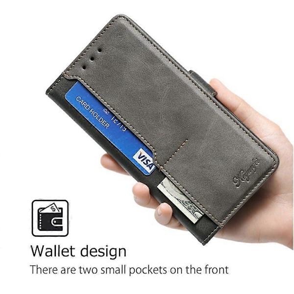 Til Xiaomi 15 Ultra Etui Kontrastfarve Tegnebog Læder Telefoncover Multicolor Black + Grey