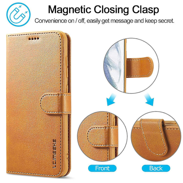 LC.IMEEKE Lommebokdesign Lær Shell Telefon Stativ Deksel for Samsung Galaxy S21 FE Multicolor Style D