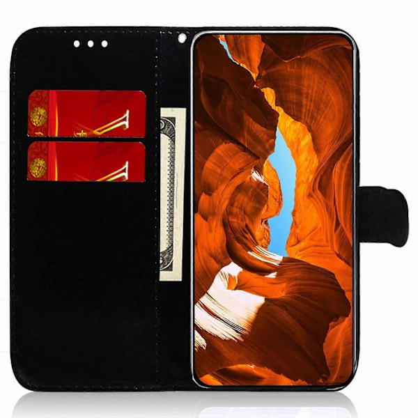 Stand Case med blændende blomster i læder til Xiaomi Redmi Note 14 5G Multicolor Style C
