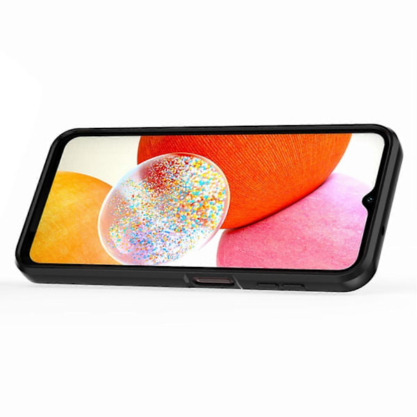 Baksida Skal för Samsung Galaxy A14 5G/A14 4G PC+TPU Telefonfodral Skjutbart Linsskydd Ställ Multicolor Style E