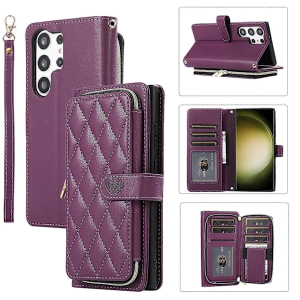Skal för Samsung Galaxy S23 Ultra med Handrem Romber Dragkedja Läder Telefonskydd Multicolor Style C