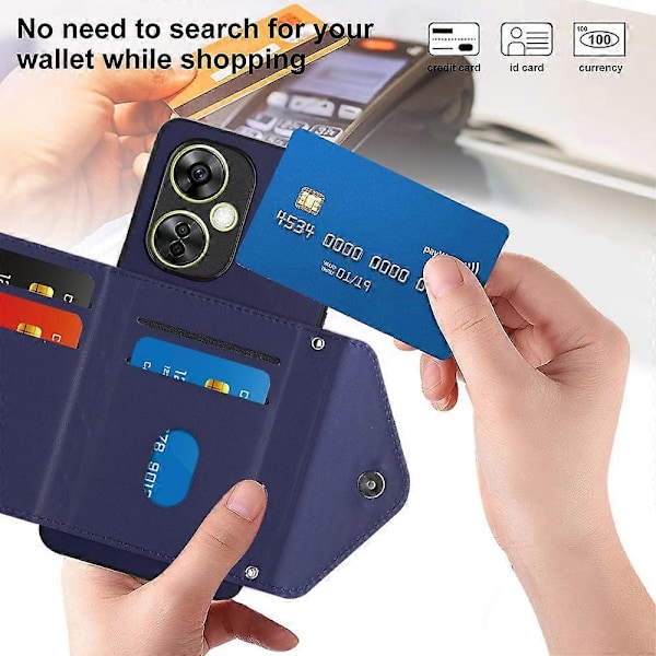 YB Leather Coating Series-8 OnePlus Nord CE 3 Lite 5G/Nord N30 5G -puhelinkotelo korttitaskulla ja jalustalla Multicolor Sapphire