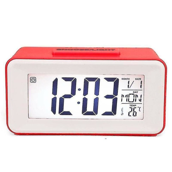 Qd-(röd) Digital LCD Snooze Elektroniskt skrivbordslarm C W/ LED Baksida