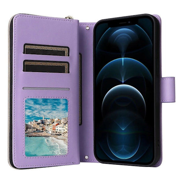 Til iPhone 12 Pro Max Wallet Case Rhombus Grid Læder Telefon Cover med Korte/Lange Stropper Multicolor Style E