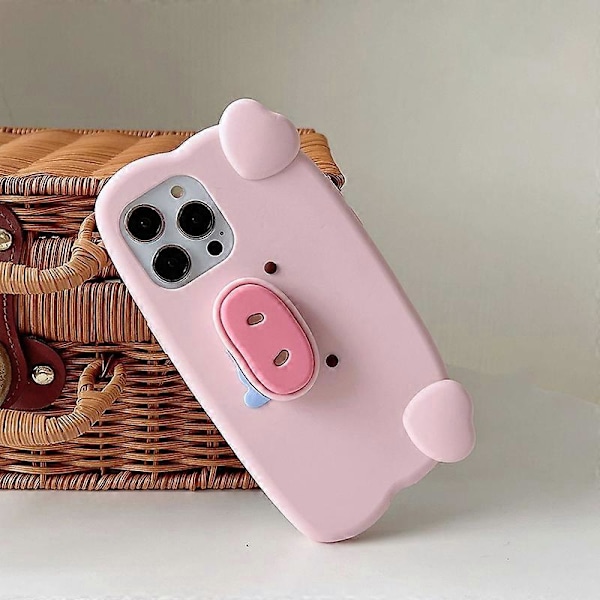 För iPhone Grisformad Tecknad Mjukt Silikon Skal med Ställ Multicolor Style A
