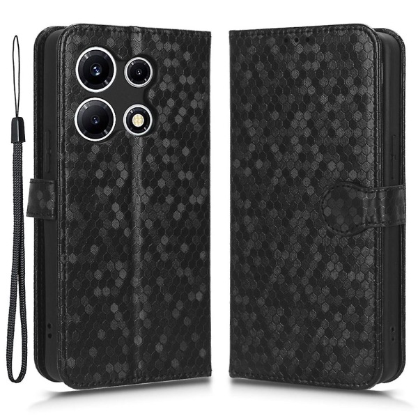 För Infinix Note 30 Vip 5g case Dot Imprinted Stand Pu- cover Black