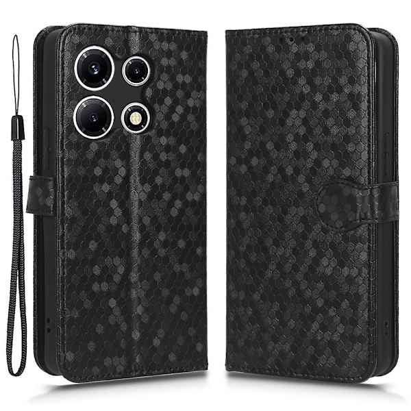 For Infinix Note 30 Vip 5g Telefon Lommebok Etui Prikketrykket Stativ PU Lærdeksel Black